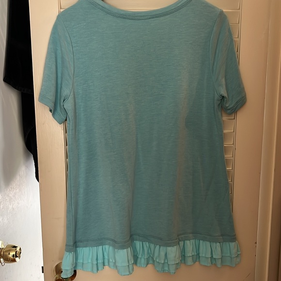 Logo lounge tunic top Tiffany blue short sleeve medium - Picture 4 of 4